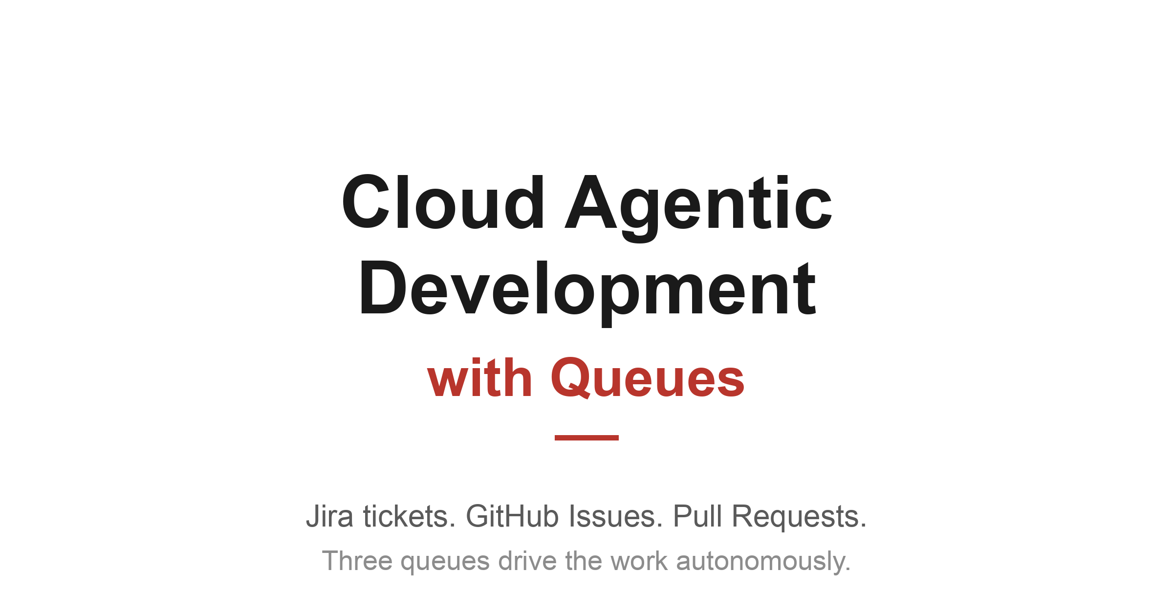 Cloud Agentic Development with Queues